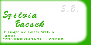 szilvia bacsek business card